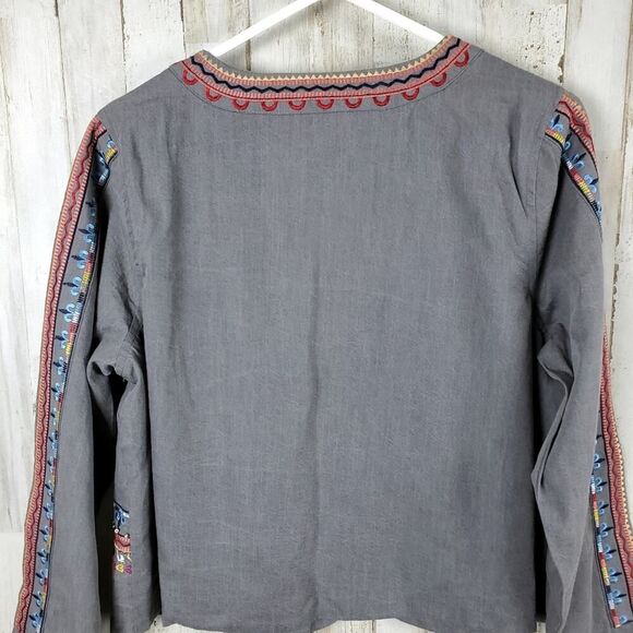 Laurie Felt Embroidered Bead Jacket Gray Size Medium - Picture 9 of 12